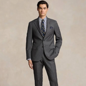 Men's Polo Tailored Wool Sharkskin Suit